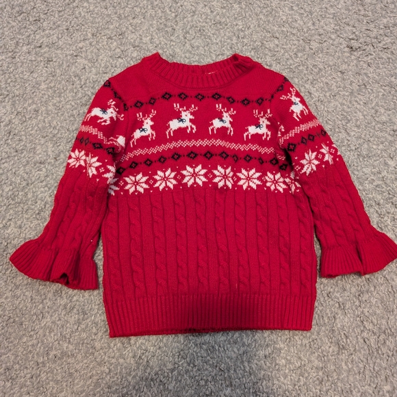 Janie and Jack Red Reindeer Knit Sweater - Picture 3 of 6